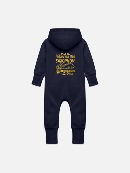 Das Leben ist ein Saxophon! - Baby Bio Sweat Overall mit Kapuze - Navy