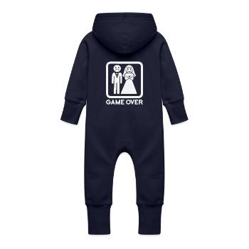 game Over - Baby Organic Sweat Overalls With Hood - navy - Back