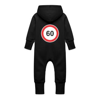 Road sign 60 - Baby Organic Sweat Overalls With Hood - vanilla - Back