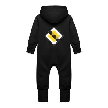 Road sign Yellow restriction - Baby Organic Sweat Overalls With Hood - vanilla - Back
