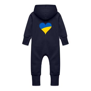 J'adore l'Ukraine - Grenouillère à capuche bio en molleton Bébé - marine - Dos