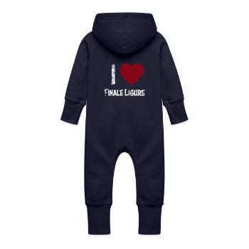 I Love Finale Ligure - Baby Bio Sweat Overall mit Kapuze - Navy - Hinten