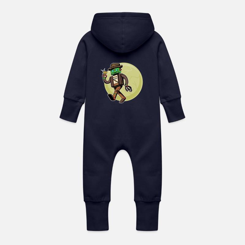 Indianabot - Grenouillère à capuche bio en molleton Bébé - marine