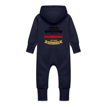 Perfekter Mannheimer - Mannheim Deutschland Pfalz - Baby Bio Sweat Overall mit Kapuze - Navy - Hinten