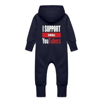 Ich unterstütze kleine Youtubers WHT PNG - Baby Bio Sweat Overall mit Kapuze - Navy - Hinten