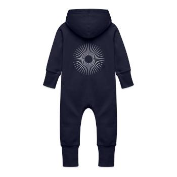 Lignes en cercle de toutes les couleurs vectorielles - Grenouillère à capuche bio en molleton Bébé - marine - Dos