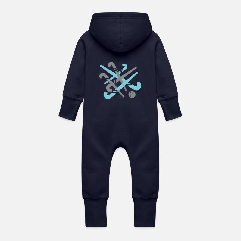 bâton de hockey - Grenouillère à capuche bio en molleton Bébé - marine