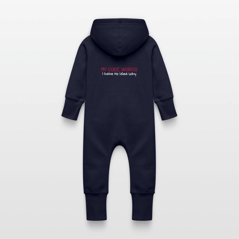 My code works programmer computer scientist Baby Organic Sweat Overalls With Hood