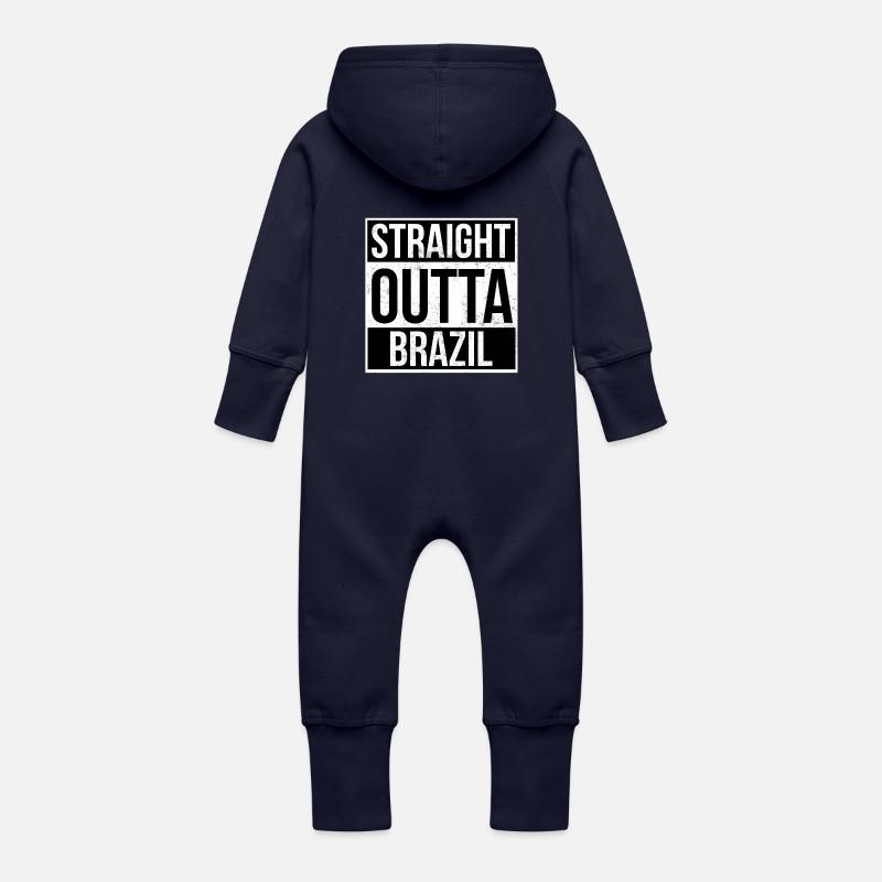 Straight Outta Brésil - Grenouillère à capuche bio en molleton Bébé - marine