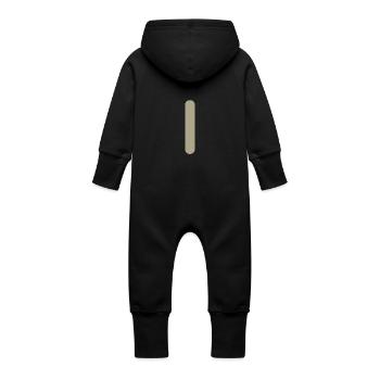 Gray line through the center - Baby Organic Sweat Overalls With Hood - vanilla - Back