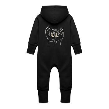Petit frère - frères et sœurs main dans la main - Grenouillère à capuche bio en molleton Bébé - vanille - Dos