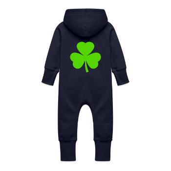 st patricks day kleeblatt - Baby Bio Sweat Overall mit Kapuze - Navy - Hinten