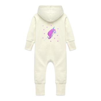Hobby horse - Baby Organic Sweat Overalls With Hood - vanilla - Back