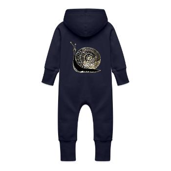 Snail - Baby Organic Sweat Overalls With Hood - navy - Back