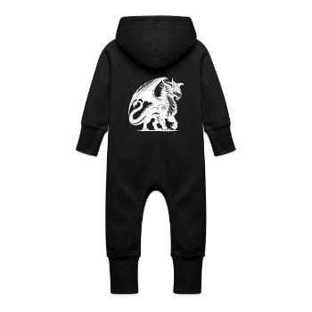 Freundlicher Drache Tattoo Style mit Flügeln - Baby Bio Sweat Overall mit Kapuze - Vanille-Milchshake - Hinten