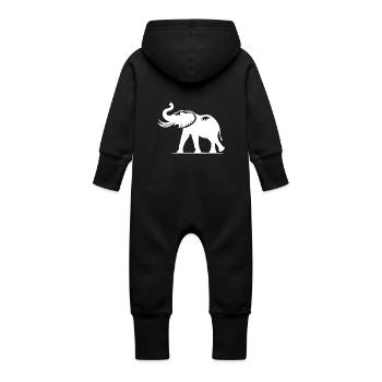Elefant Porträt mit Rüssel mit Stoßzähnen - Baby Bio Sweat Overall mit Kapuze - Vanille-Milchshake - Hinten