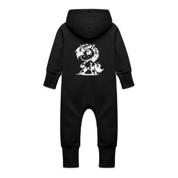 Cuddly unicorn seeks magical adventure world - Baby Organic Sweat Overalls With Hood - vanilla - Back