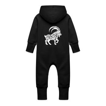 Wild Capricorn Tattoo - Baby Organic Sweat Overalls With Hood - vanilla - Back