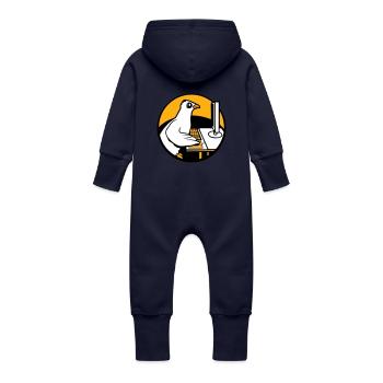 Pigeon Works Office Computer Keyboard Mouse Gamer - Baby Organic Sweat Overalls With Hood - navy - Back