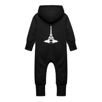 Mon cœur bat dans la Tour Eiffel Battement de Paris - Grenouillère à capuche bio en molleton Bébé - vanille - Dos