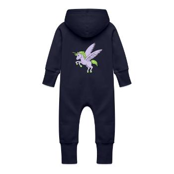 Licorne avec des ailes - Grenouillère à capuche bio en molleton Bébé - marine - Dos