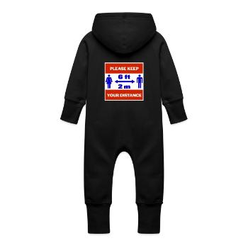 Please keep your distance - Baby Organic Sweat Overalls With Hood - vanilla - Back