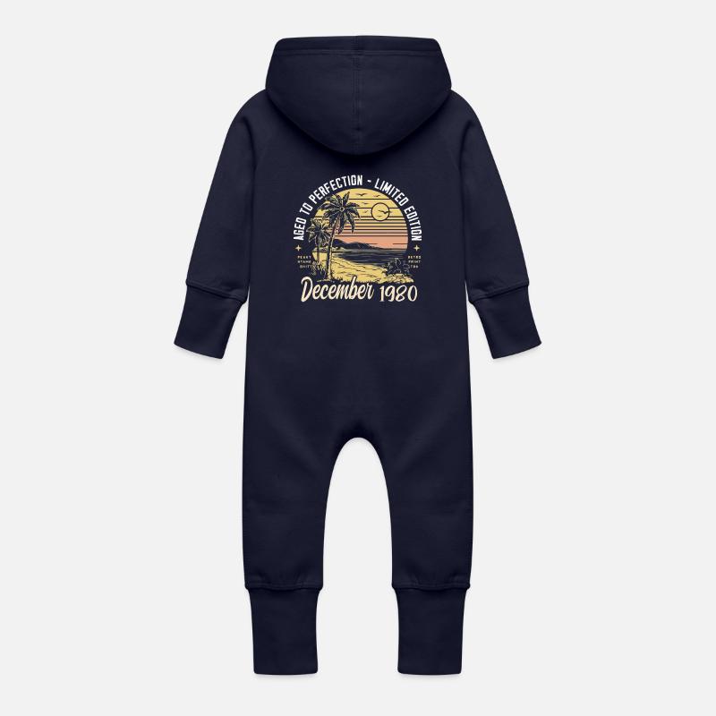 Décembre 1980 Cadeau d’anniversaire Décembre 1980 - Grenouillère à capuche bio en molleton Bébé - marine