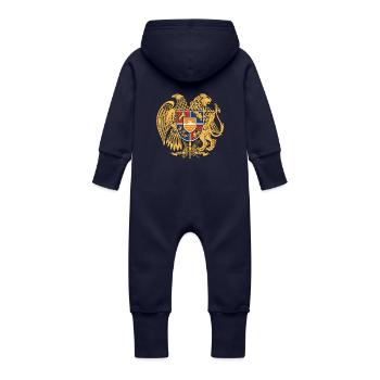 emblème Arménie - Grenouillère à capuche bio en molleton Bébé - marine - Dos