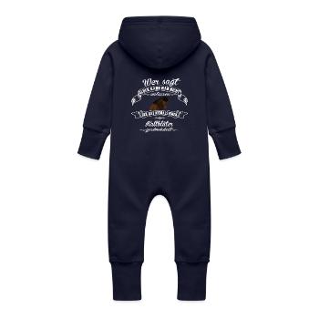Kaltblüter Glück - Baby Bio Sweat Overall mit Kapuze - Navy - Hinten