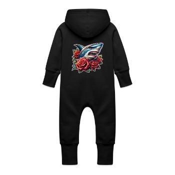 Roses de requin - Grenouillère à capuche bio en molleton Bébé - vanille - Dos