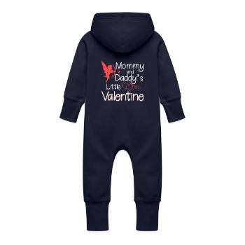 petit valentine de maman et papa - Grenouillère à capuche bio en molleton Bébé - marine - Dos