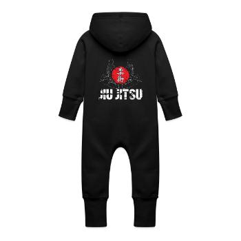 Jiu Jitsu Self Defense - Baby Organic Sweat Overalls With Hood - vanilla - Back