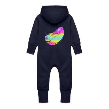 Hot Dog Snack - Baby Organic Sweat Overalls With Hood - navy - Back