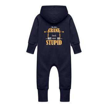 Crane operator crane - Baby Organic Sweat Overalls With Hood - navy - Back