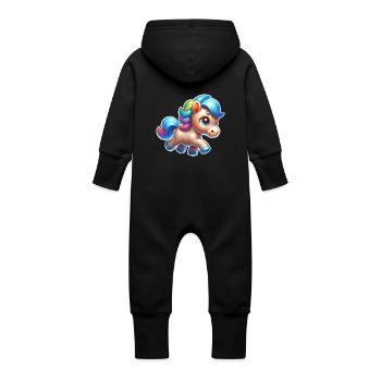 Pony - Baby Organic Sweat Overalls With Hood - vanilla - Back