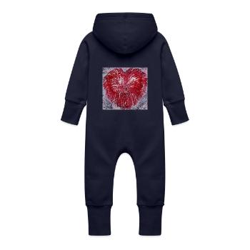 „Ein Herz, getragen von Freiheit- von Martina Eßer - Baby Bio Sweat Overall mit Kapuze - Navy - Hinten