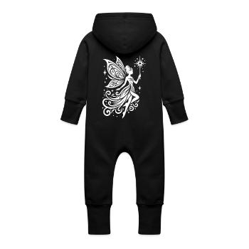 Filigree fairy with wings and magic wand - Baby Organic Sweat Overalls With Hood - vanilla - Back