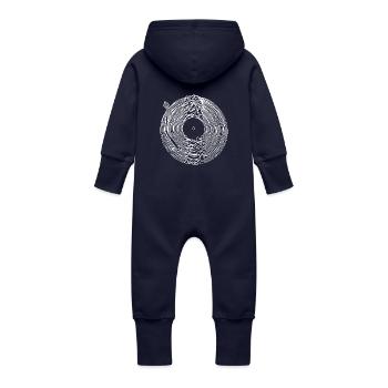 Blanc Vinyl Turntable - Grenouillère à capuche bio en molleton Bébé - marine - Dos