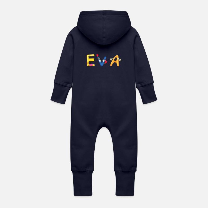 Eva - Grenouillère à capuche bio en molleton Bébé - marine
