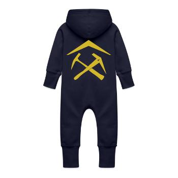 Roofing power: style for professionals - Baby Organic Sweat Overalls With Hood - navy - Back