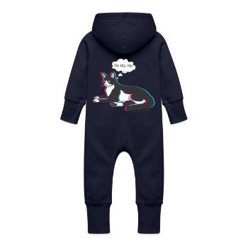 chat je vais te tuer - Grenouillère à capuche bio en molleton Bébé - marine - Dos