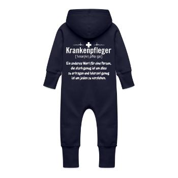 Krankenpfleger - Toleranz - Baby Bio Sweat Overall mit Kapuze - Navy - Hinten