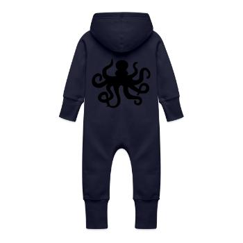Octopus / squid / calamars / tentacules de poulpe - Grenouillère à capuche bio en molleton Bébé - marine - Dos