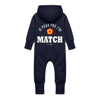 Je peux pas j ai Match football Lens - Grenouillère à capuche bio en molleton Bébé - marine - Dos