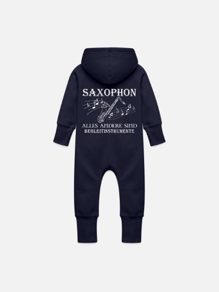 Saxophon - Baby Bio Sweat Overall mit Kapuze - Navy