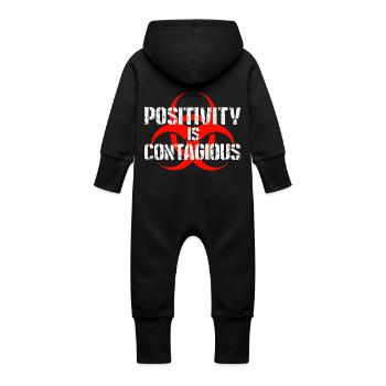 Positivity is Contagious – Spread - Baby Organic Sweat Overalls With Hood - vanilla - Back