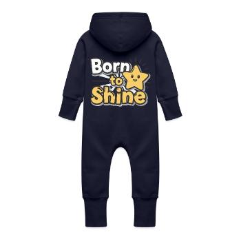 Born to Shine – Strahlender Stern - Baby Organic Sweat Overalls With Hood - navy - Back