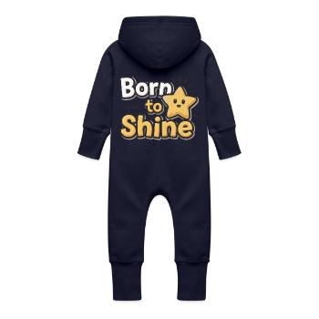 Born to Shine – Strahlender Stern - Baby Organic Sweat Overalls With Hood - navy - Back