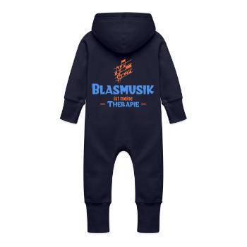 Blasmusik ist meine Therapie - Baby Bio Sweat Overall mit Kapuze - Navy - Hinten
