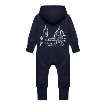 FIRENZE - Tutina con cappuccio felpata ecologica per neonato - blu scuro - Retro